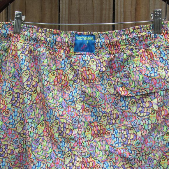 Michael's Men's Mesh Liner Swim Trunks Abstract Fish multicolored sz: 2xl - Picture 5 of 16